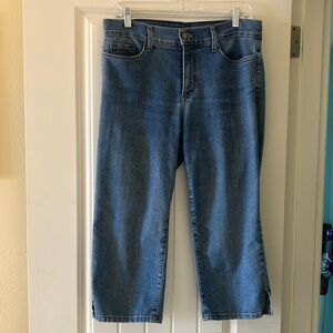 NYDJ size 10 denim capri jeans 16.5 waist 31” long 22”hips (app) 11” front rise
